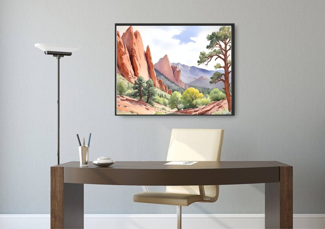 Garden Of Gods Colorado Watercolor Landscape Art Print - Image 5