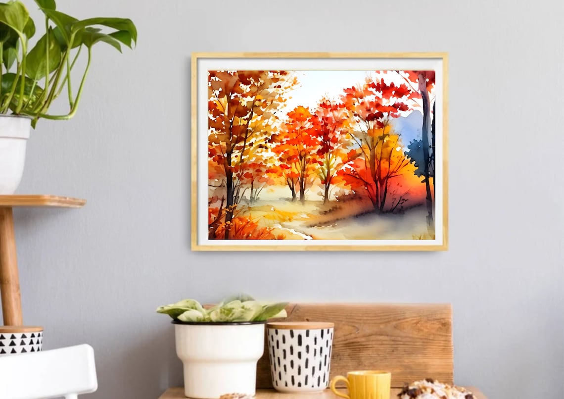 Autumn Forest Watercolor Art Print, Farmhouse Decor - Image 6