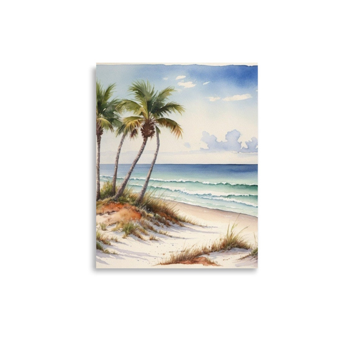 Florida Beach Palm Trees Watercolor Tropical Ocean Seaside Art Poster - Image 2