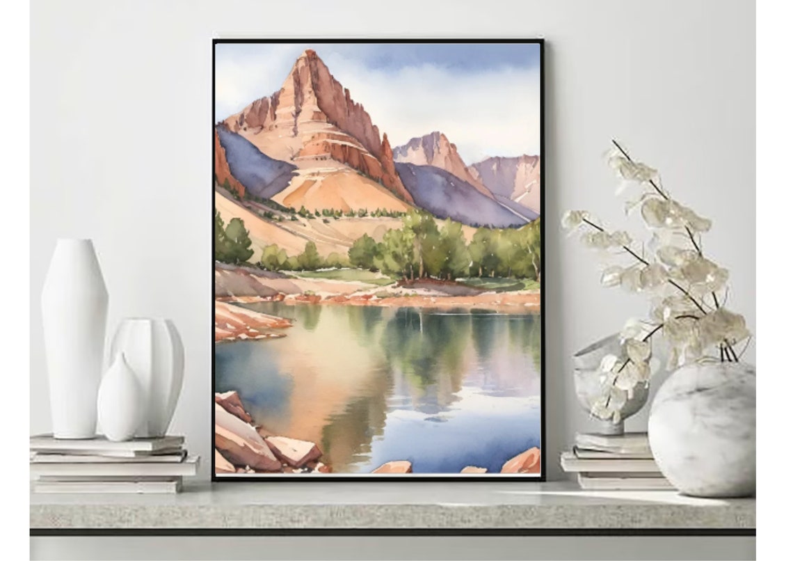 Utah Painting Sundial Peak And Lake Blanche Watercolor Art Print Utah Landscape Wall Art Mountain Lake Art Travel Print Hiking Gifts - Image 5