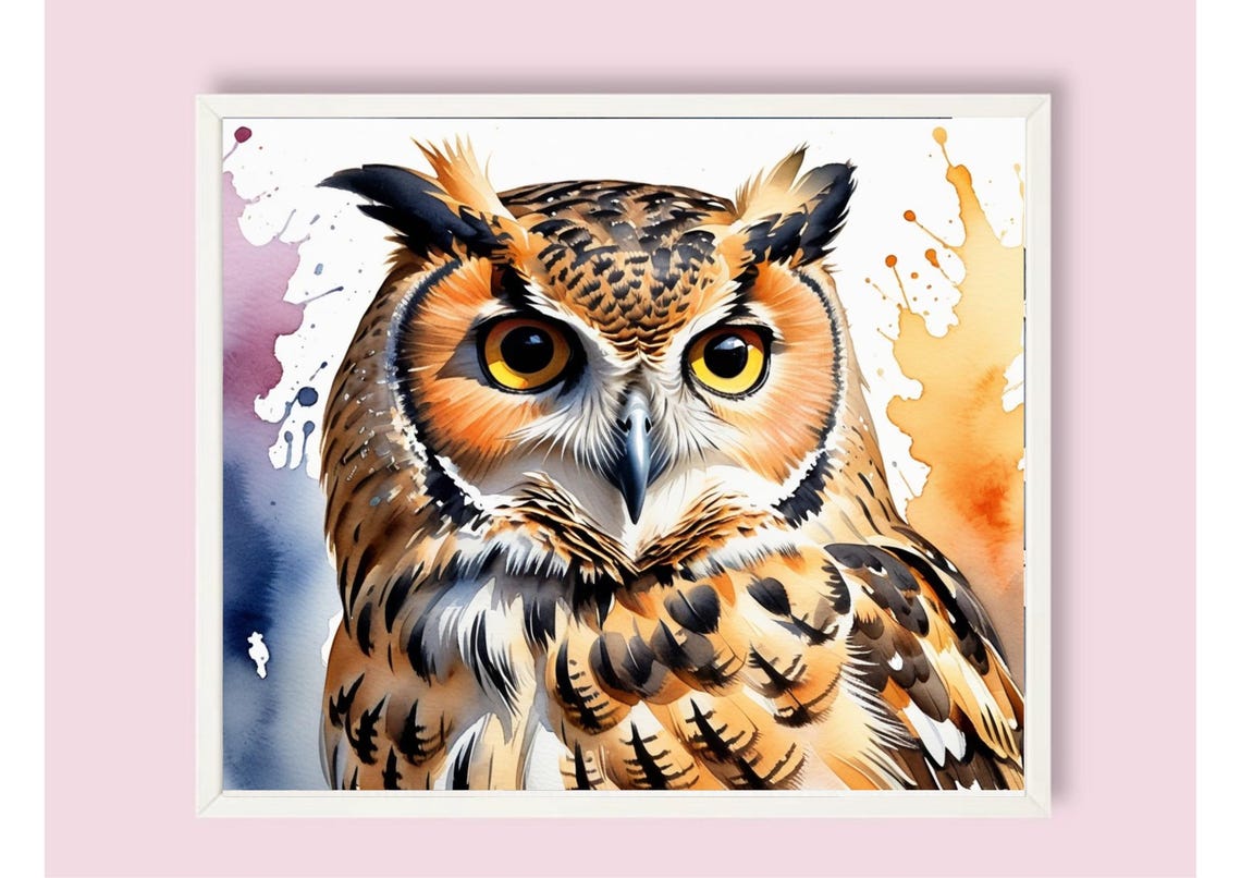 Owl Painting Brown Owl Watercolor Art Print Night Bird Of Prey Wall Art White Owl Portrait Art Poster Birds Lovers Gifts - Image 6