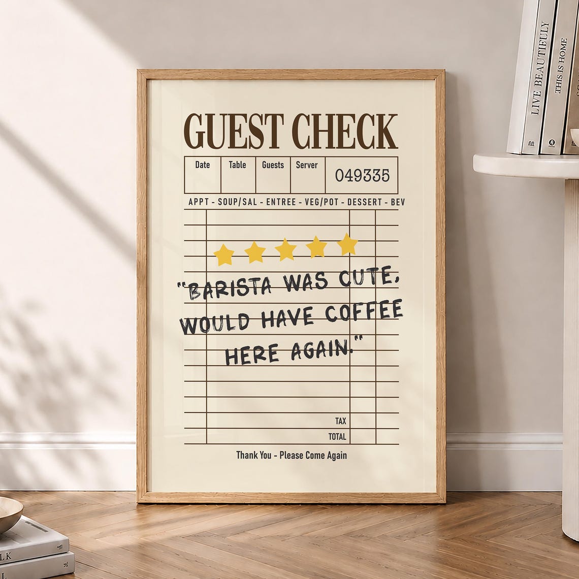 Guest Check Coffee Retro Shop Art Print