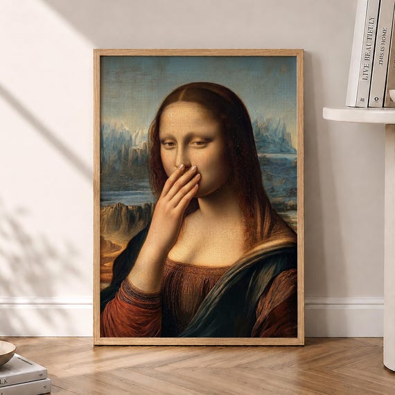 Mona Lisa Funny Bathroom Poster Bad Smell Vintage Prints Toilet Humor Wall Art Optional Frame