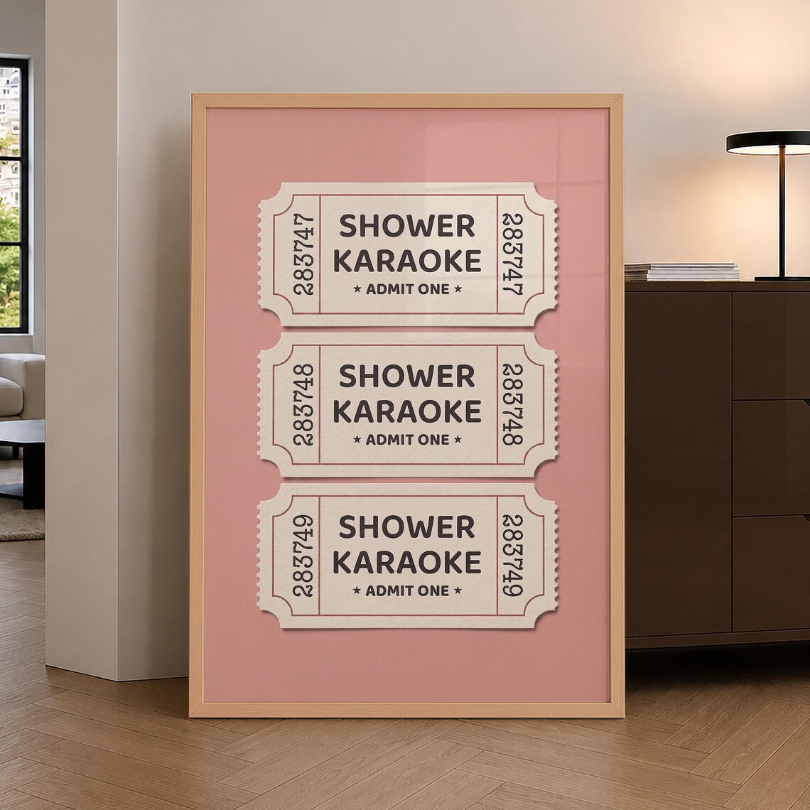 Shower Karaoke Ticket Vintage Trendy Bathroom Poster