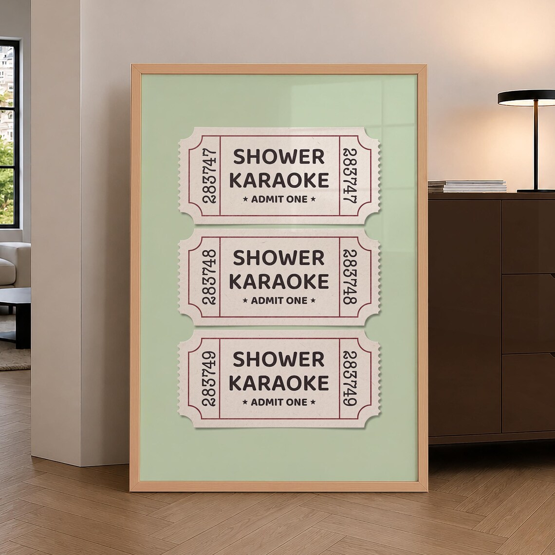 Shower Karaoke Admit One Ticket Stub Funny Bathroom Decor Poster