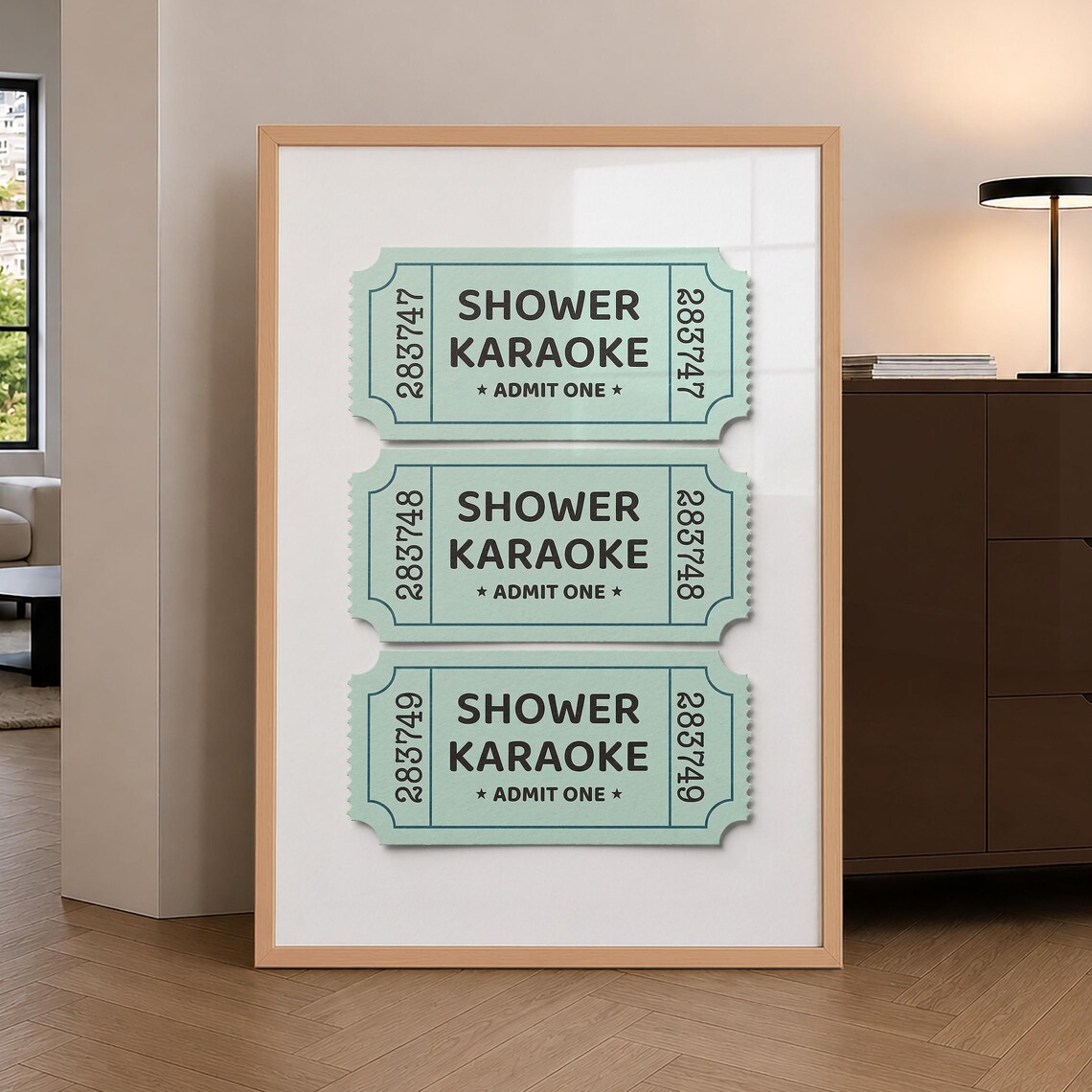 Shower Karaoke Ticket Poster, Vintage Preppy Bathroom Decor