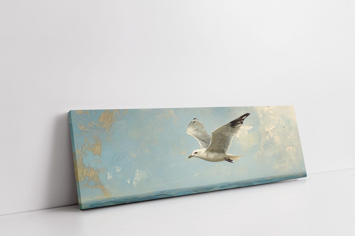 Seagull Soaring Blue Ocean Coastal Bird Nautical Wall Art Print - Image 3