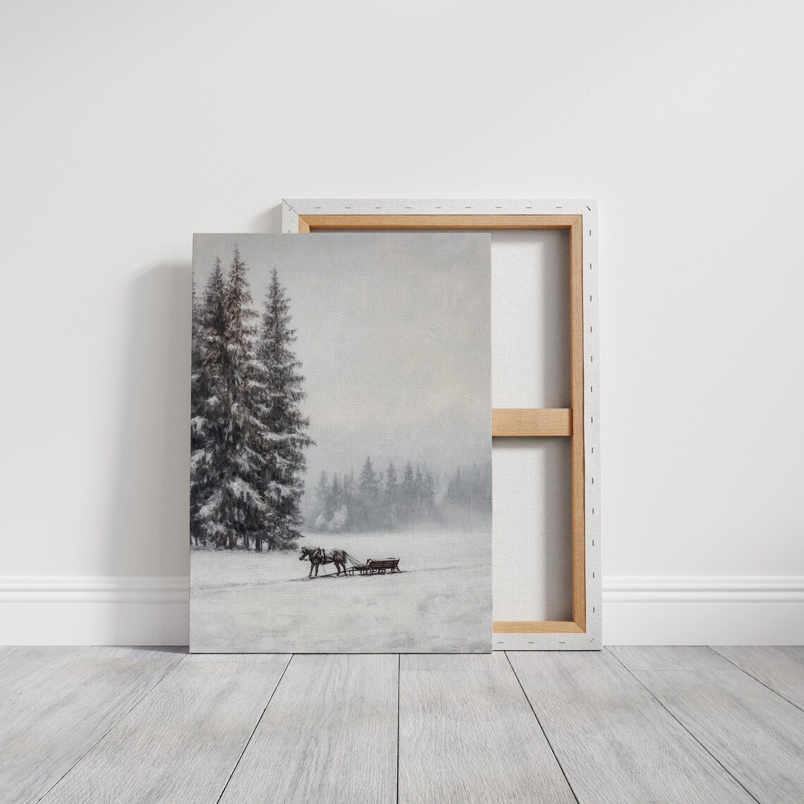 Winter Sleigh Scene, Rustic Christmas Decor - Image 6