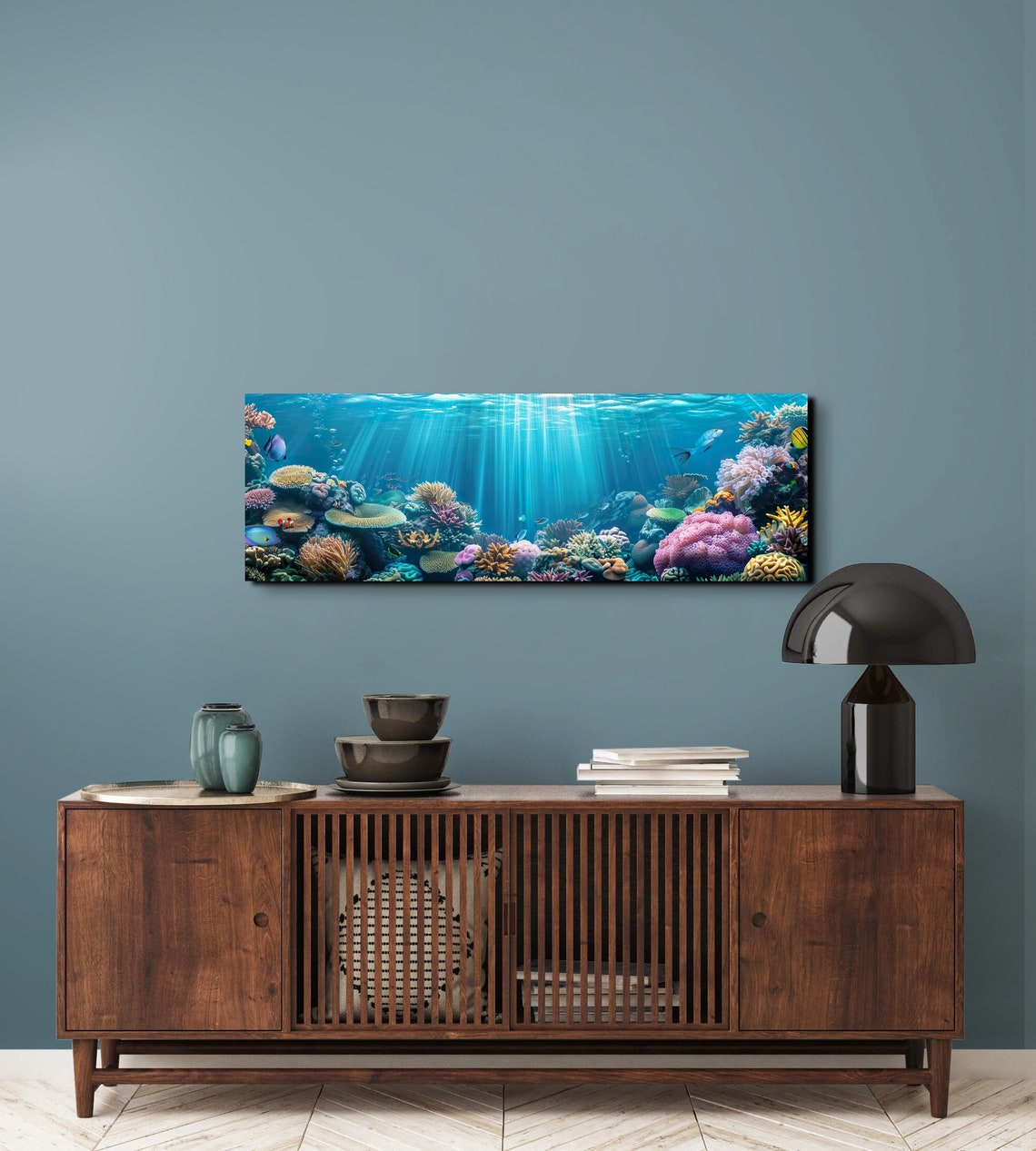 Underwater Coral Reef with Sunbeams and Tropical Fish Poster - Image 5