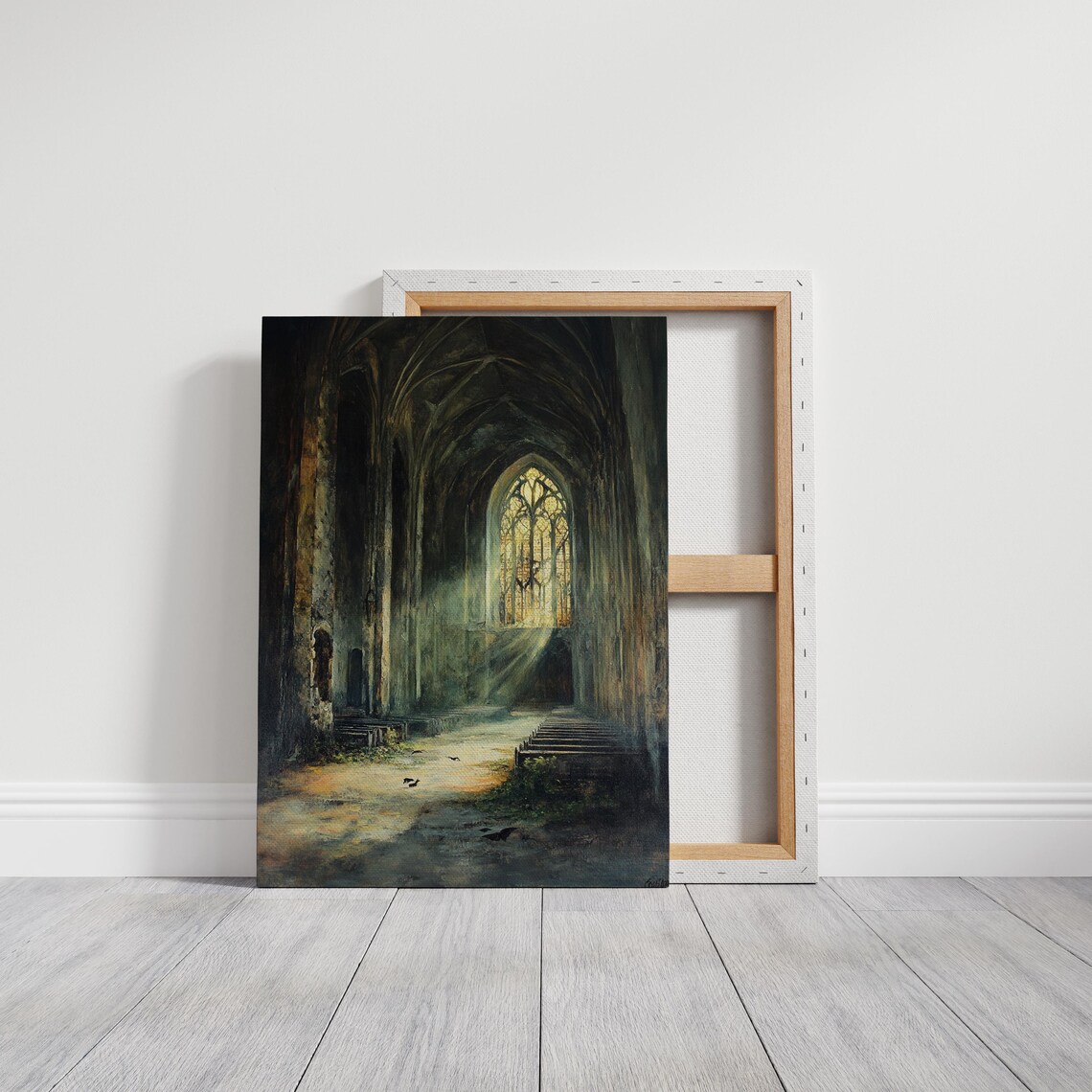 Gothic Cathedral Ruins Sunlit Stained Glass Vintage Dark Art Poster - Image 6