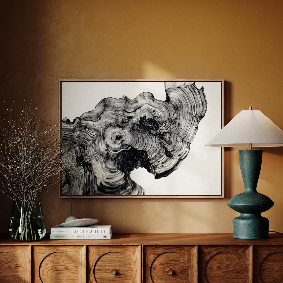 Abstract Black And White Tree Ring Art, Minimalist Decor - Image 3