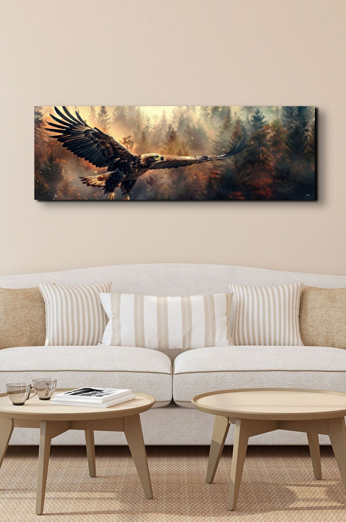 Majestic Golden Eagle Soaring Over a Misty Autumn Forest Poster - Image 7