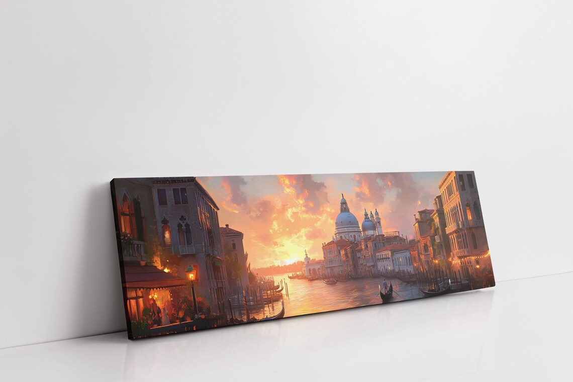 Venice Grand Canal Sunset Gondolas Romantic Italy Travel Poster - Image 2