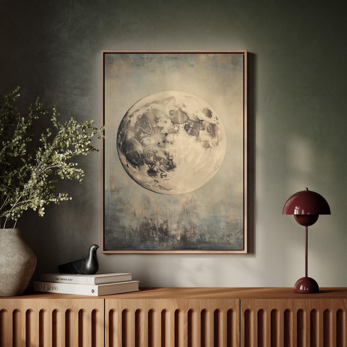 Vintage Full Moon Celestial Lunar Painting Rustic Astronomy Art Poster - Image 7