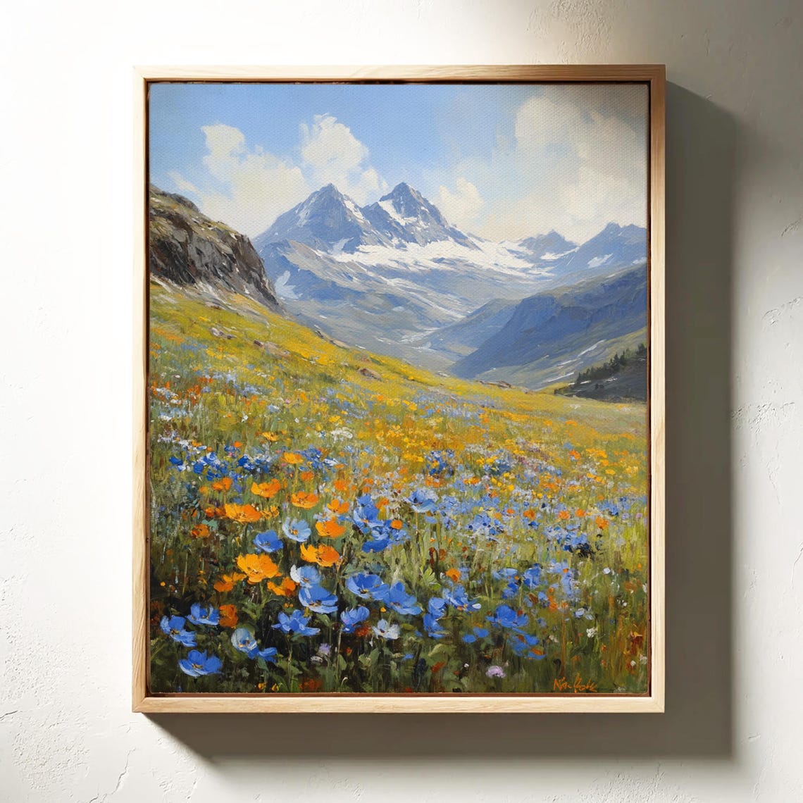 Alpine Meadow Wildflowers With Snowy Mountain Peaks Landscape Poster - Image 4