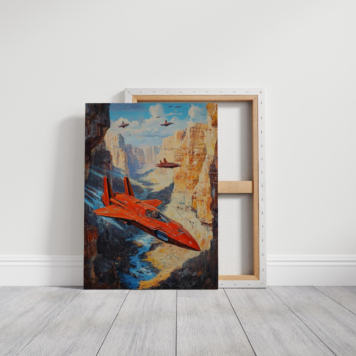 Futuristic Fighter Jet In Canyon, Sci-Fi Room Decor - Image 3