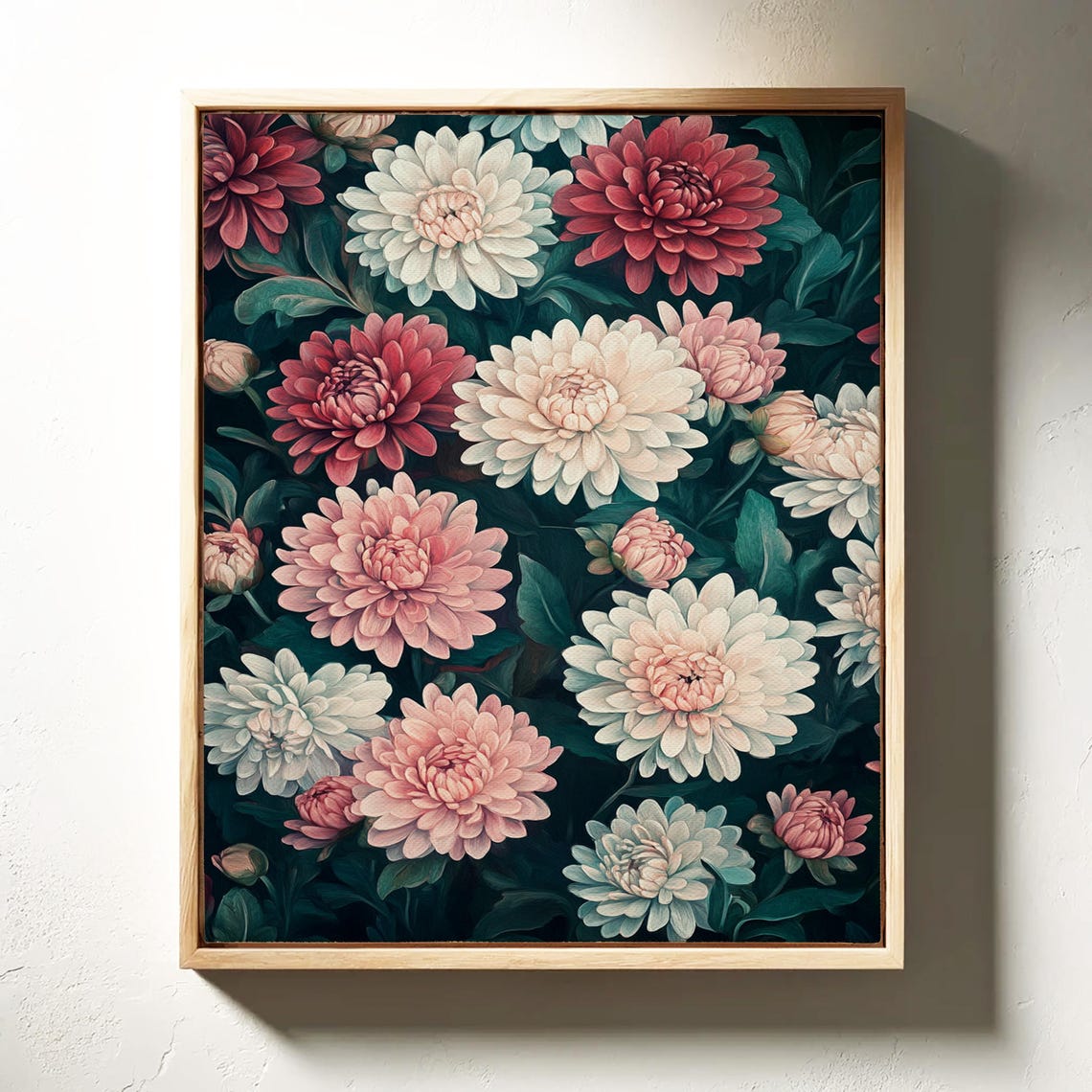 Dramatic Chrysanthemum Floral Pattern Vintage Botanical Poster - Image 4
