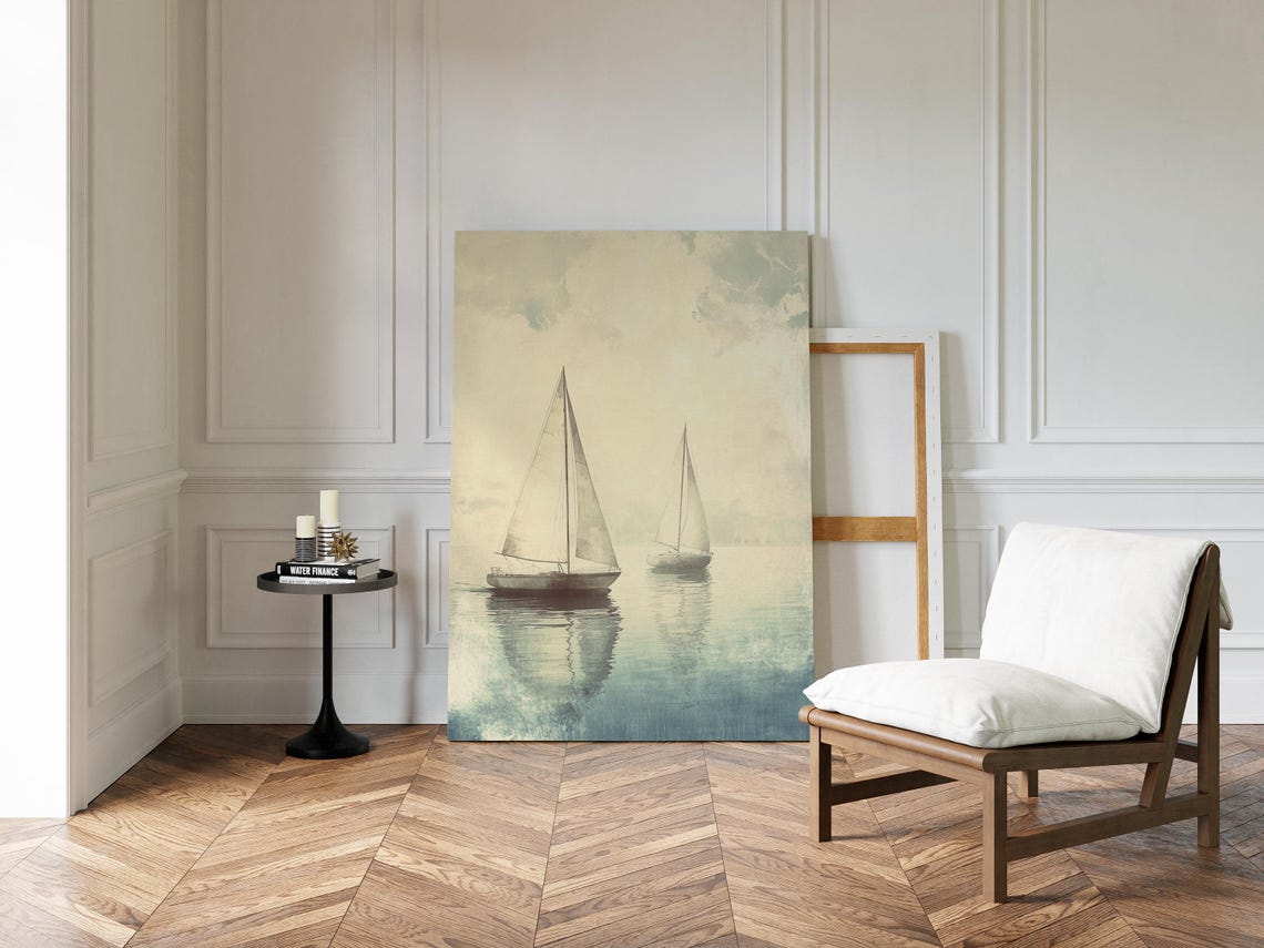 Two Vintage Sailboats on Calm Water Serene Nautical Wall Poster - Image 3