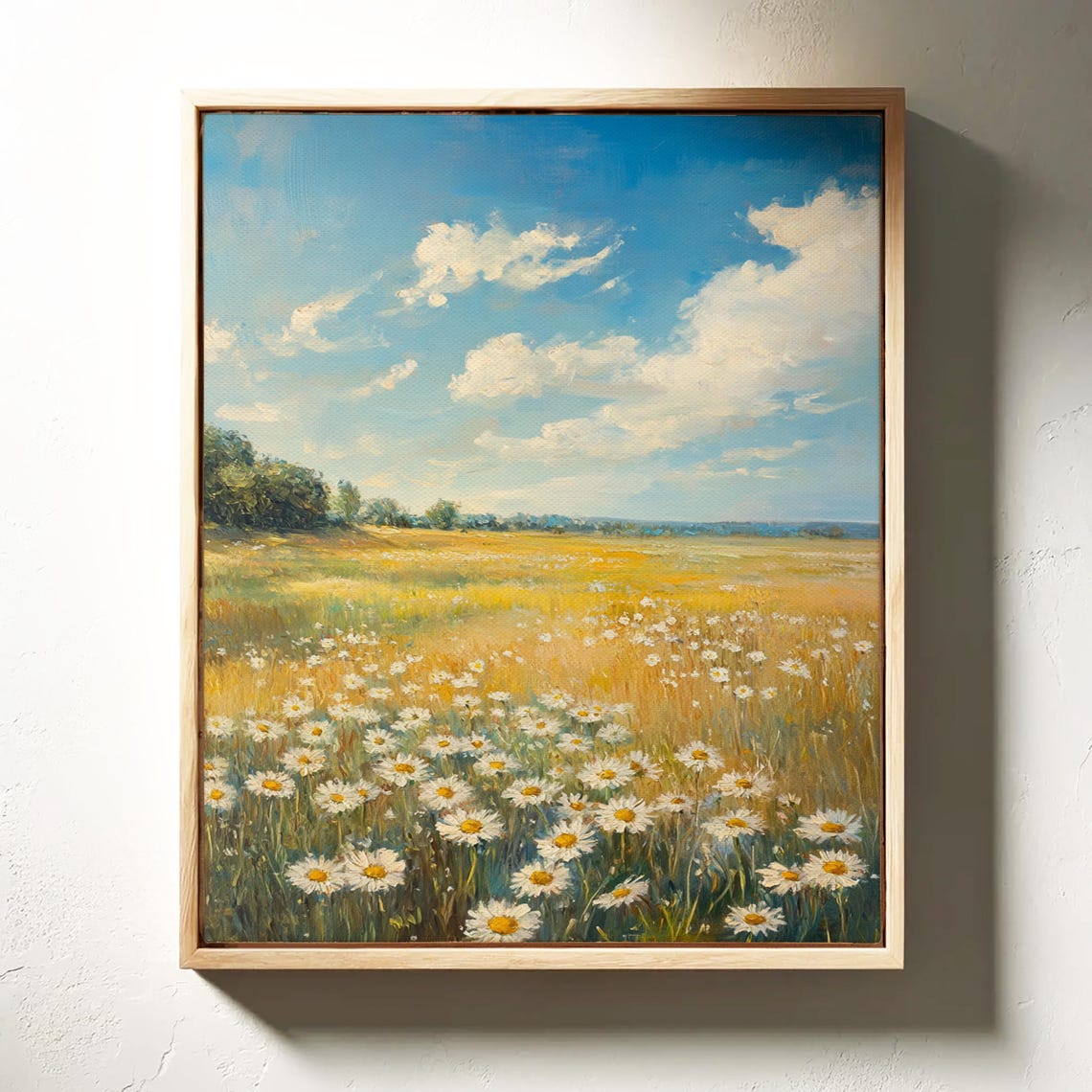 Daisy Field Under Bright Blue Sky With Clouds Summer Meadow Poster - Image 4