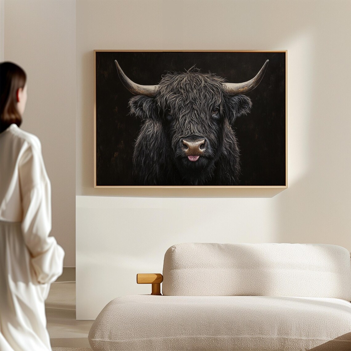 Black Highland Cow Tongue Out Funny Farmhouse Portrait Poster - Image 3