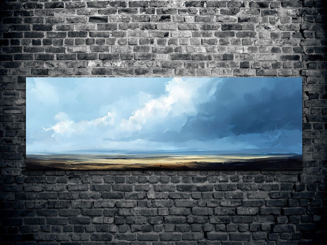Blue Prairie Sky Dramatic Cloud Horizon Panoramic Landscape Poster - Image 2
