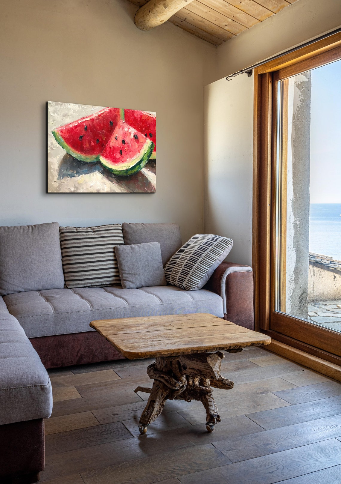 Juicy Watermelon Slices Impasto Oil Painting Summer Fruit Poster - Image 3