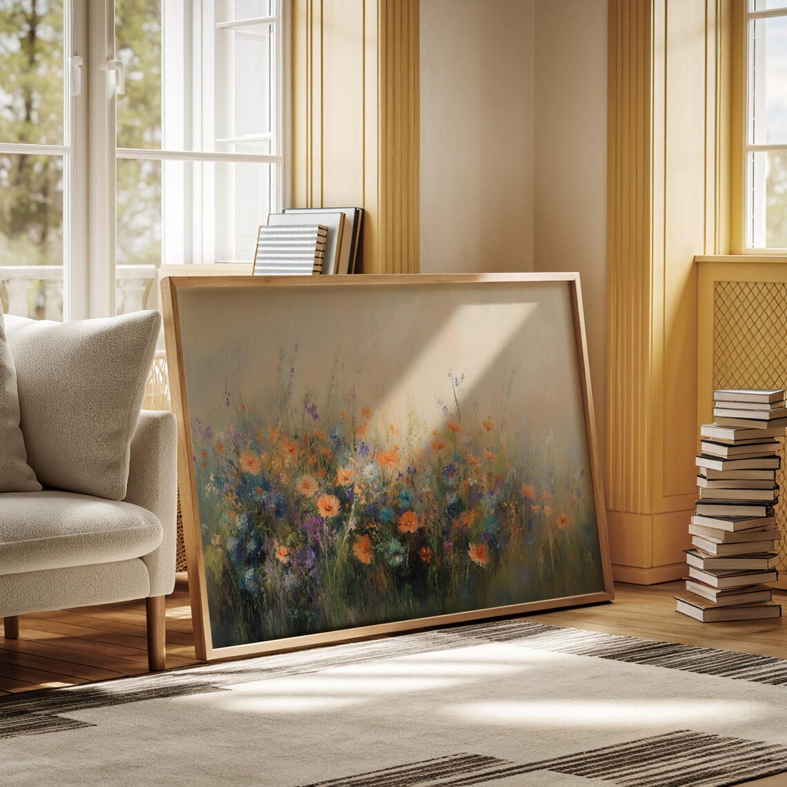 Soft Pastel Wildflower Meadow Orange Purple Blue Blooms Dreamy Poster - Image 6