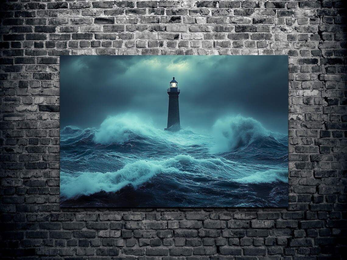 Lighthouse Art Print, Ocean Landscape Sunset Coastline - Image 2