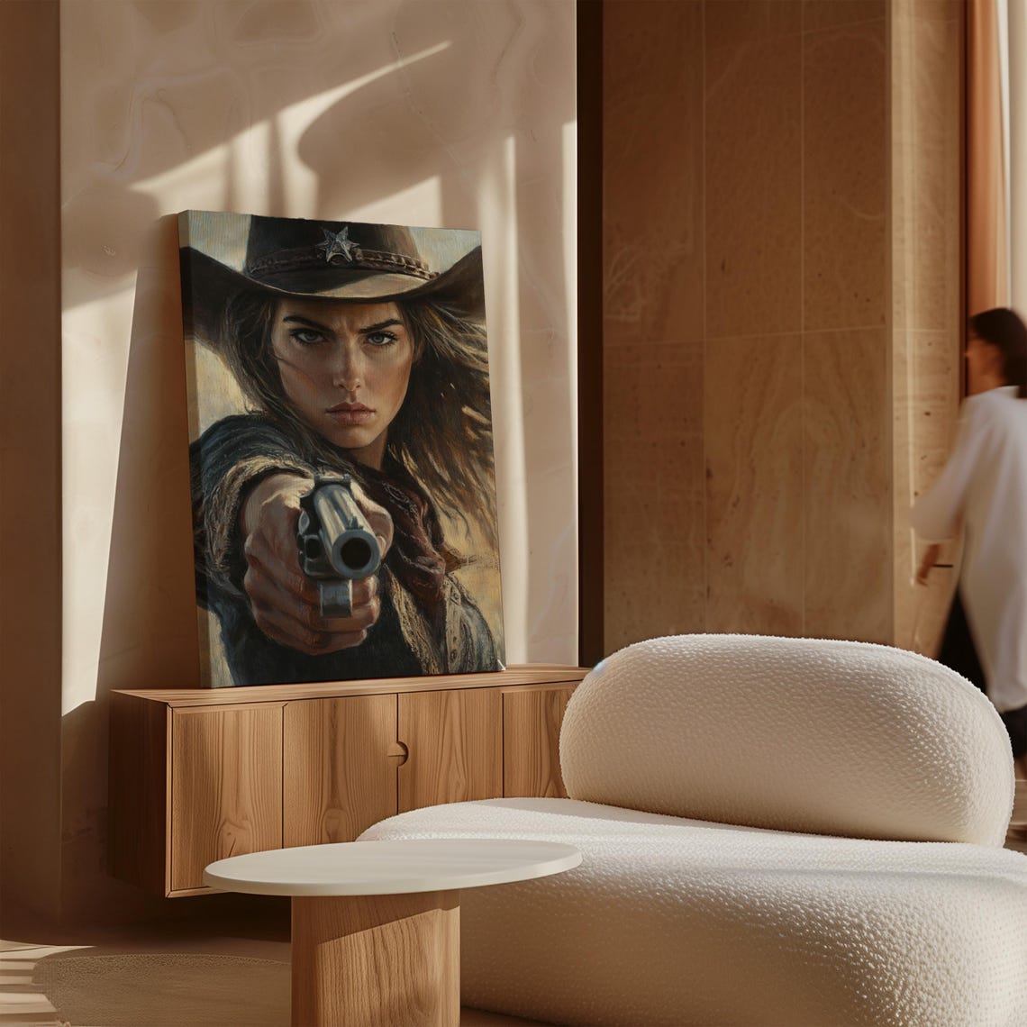 Cowgirl Art Western Woman With Revolver Vintage Style Wall Decor Rustic Badass Cowgirl Poster Western Wall Art - Image 4
