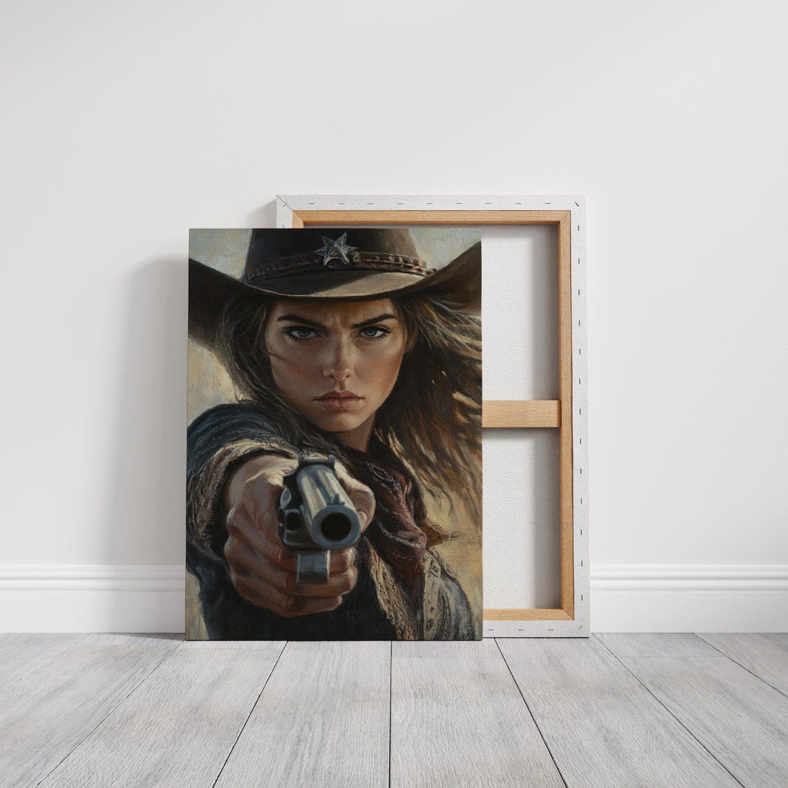 Cowgirl Art Western Woman With Revolver Vintage Style Wall Decor Rustic Badass Cowgirl Poster Western Wall Art - Image 3
