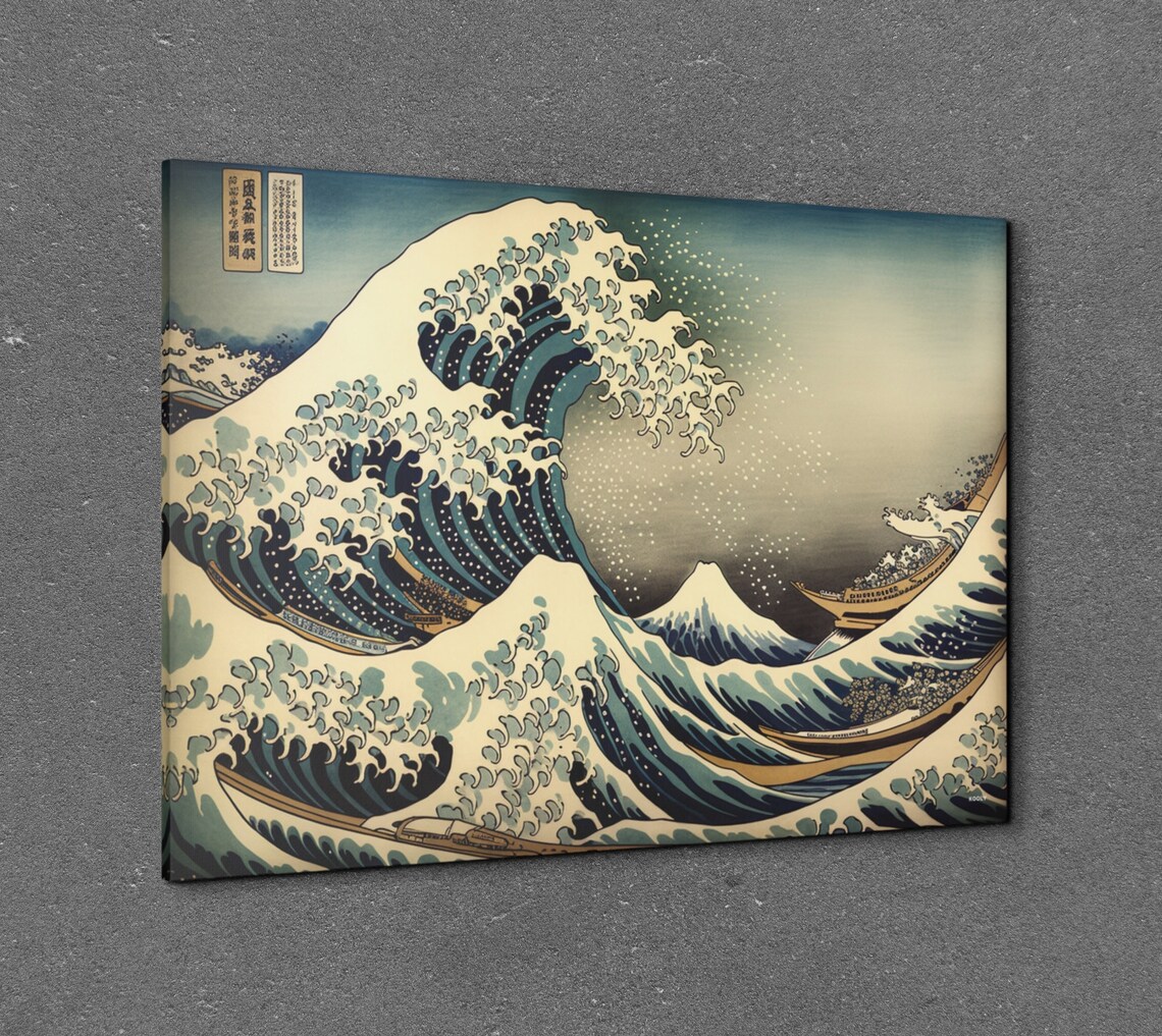 Hokusai The Great Wave With Japanese Cartouche Classic Poster - Image 2