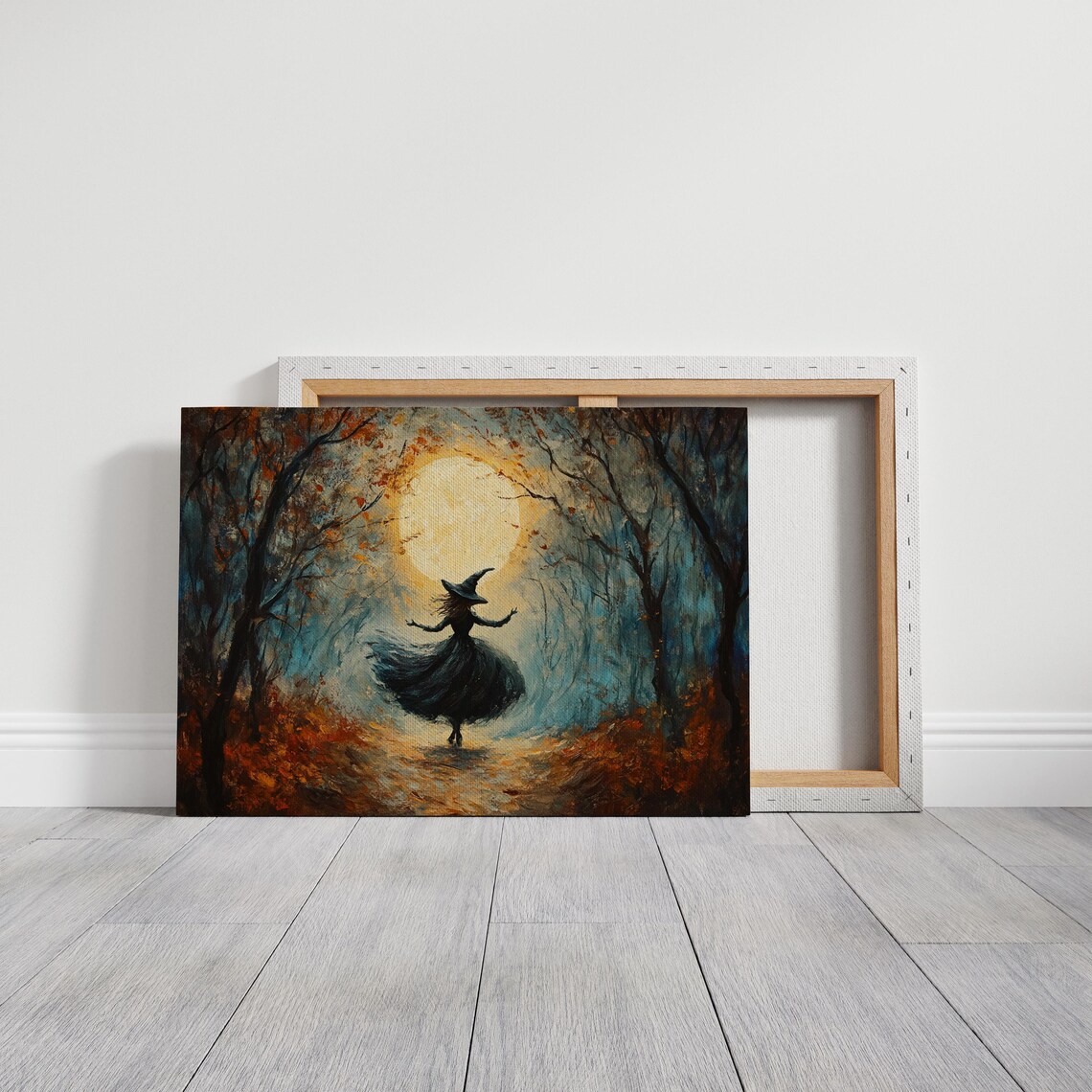 Dancing Witch in Moonlit Forest, Halloween Art Print - Image 3