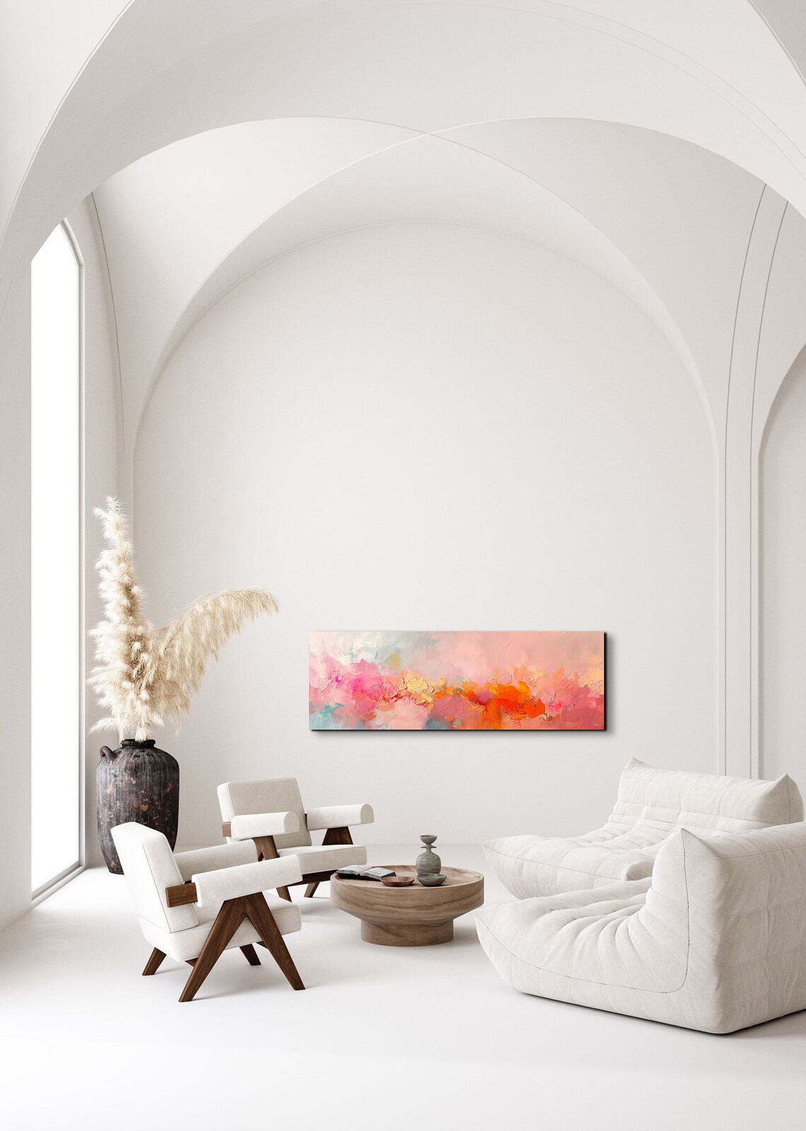 Panoramic Abstract Pink Color Swatch Art Print - Image 7
