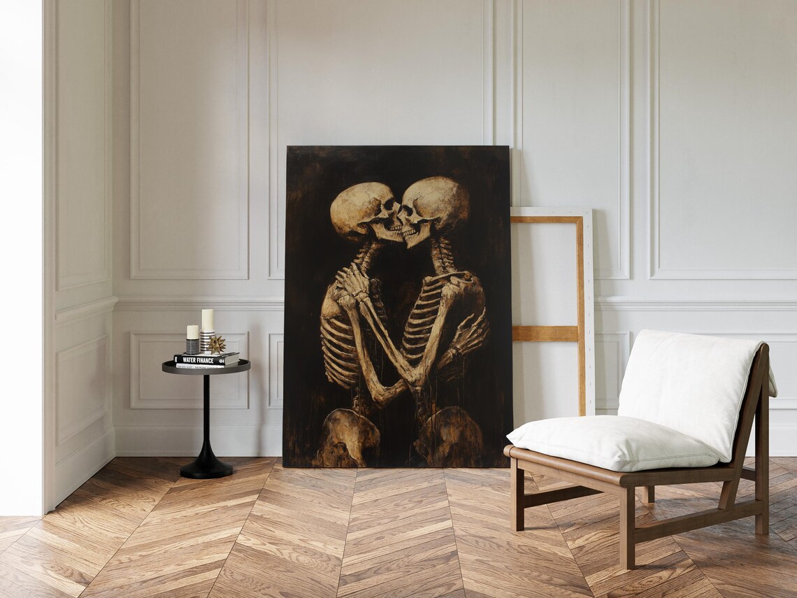 Eternal Embrace Skeleton Wall Art Print, Gothic - Image 4