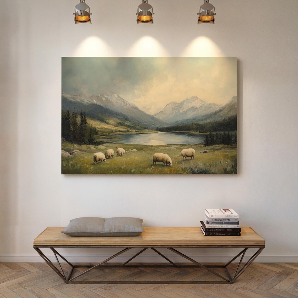 Serene Sheep In Mountain Meadow, Rustic Landscape - Image 4