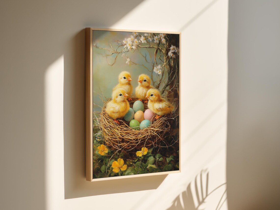 Baby Chicks With Easter Eggs Nest Art Print - Image 6
