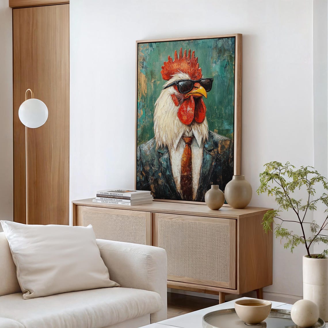 Dapper Rooster in Suit and Sunglasses Cool Abstract Chicken Poster - Image 5