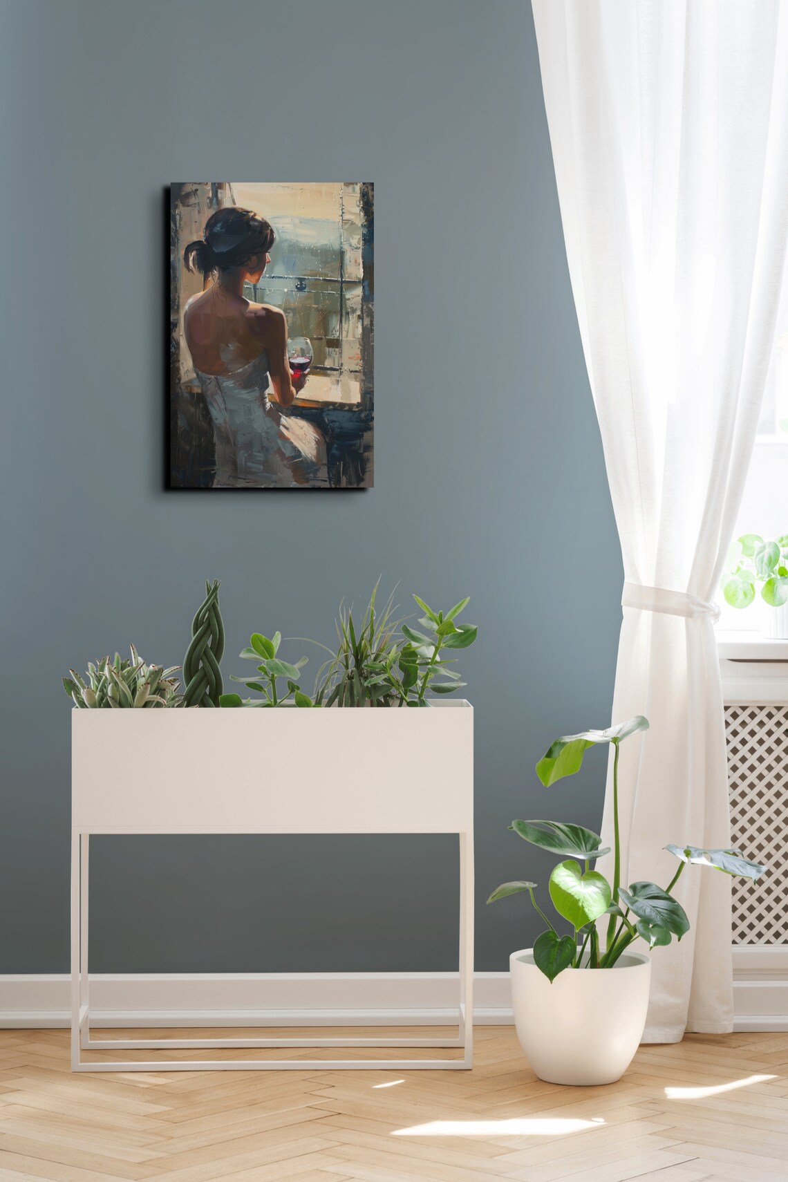 French Beauty With Glass Of Wine, Impressionist Art Print - Image 4