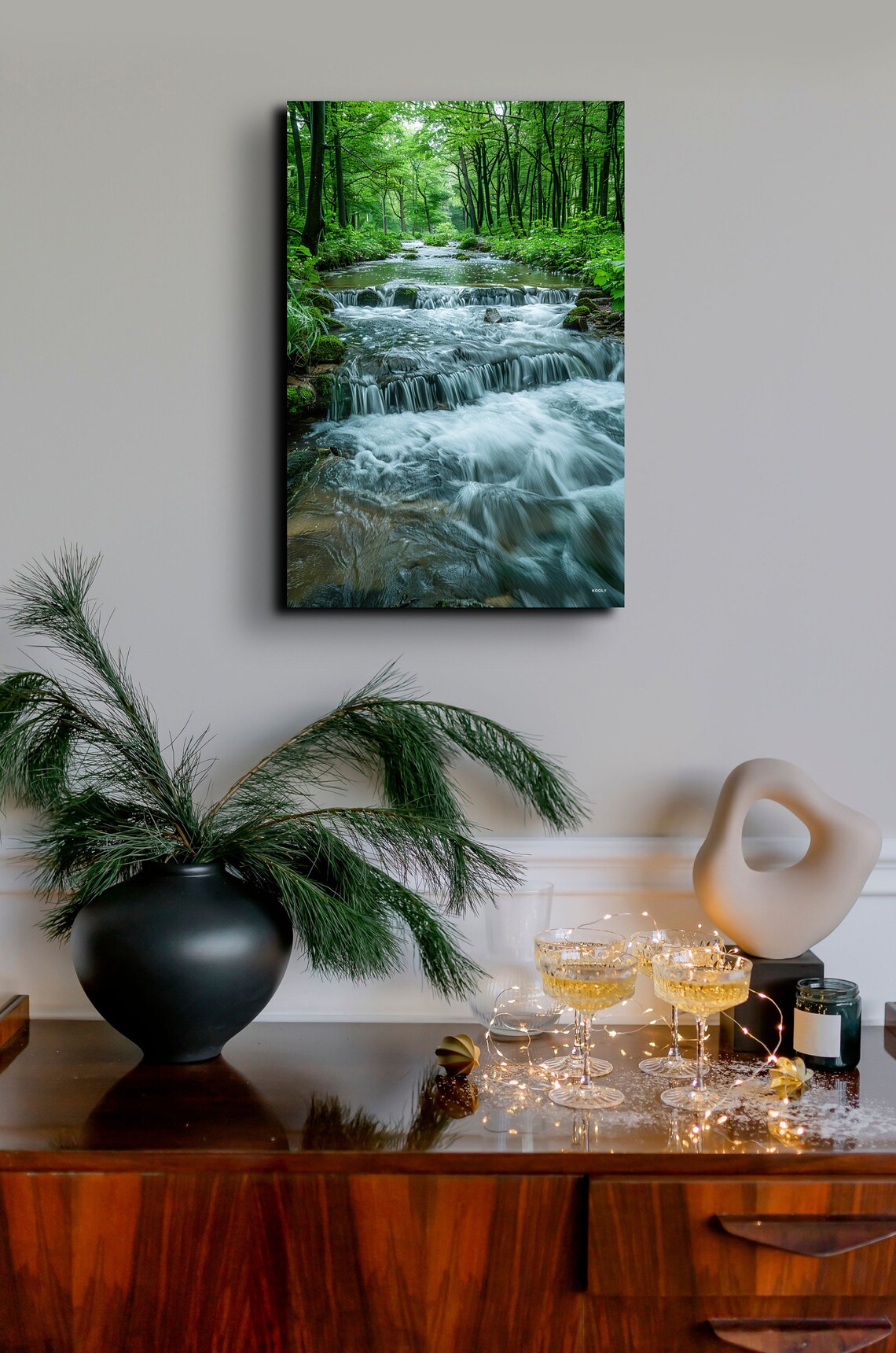 Forest Stream Waterfalls Lush Green Woodland Nature Landscape Poster - Image 4