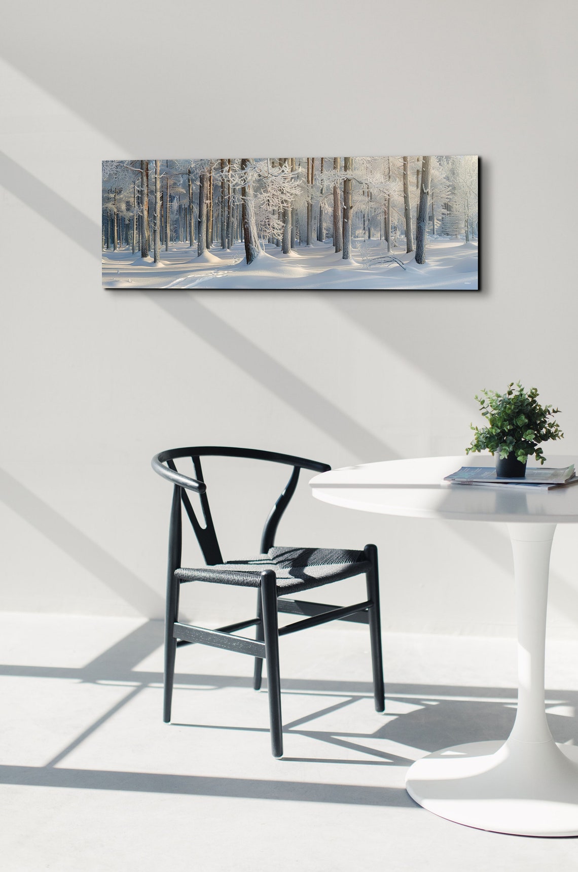 Bright Snowy Birch Forest Winter Morning Panoramic Nature Poster - Image 5