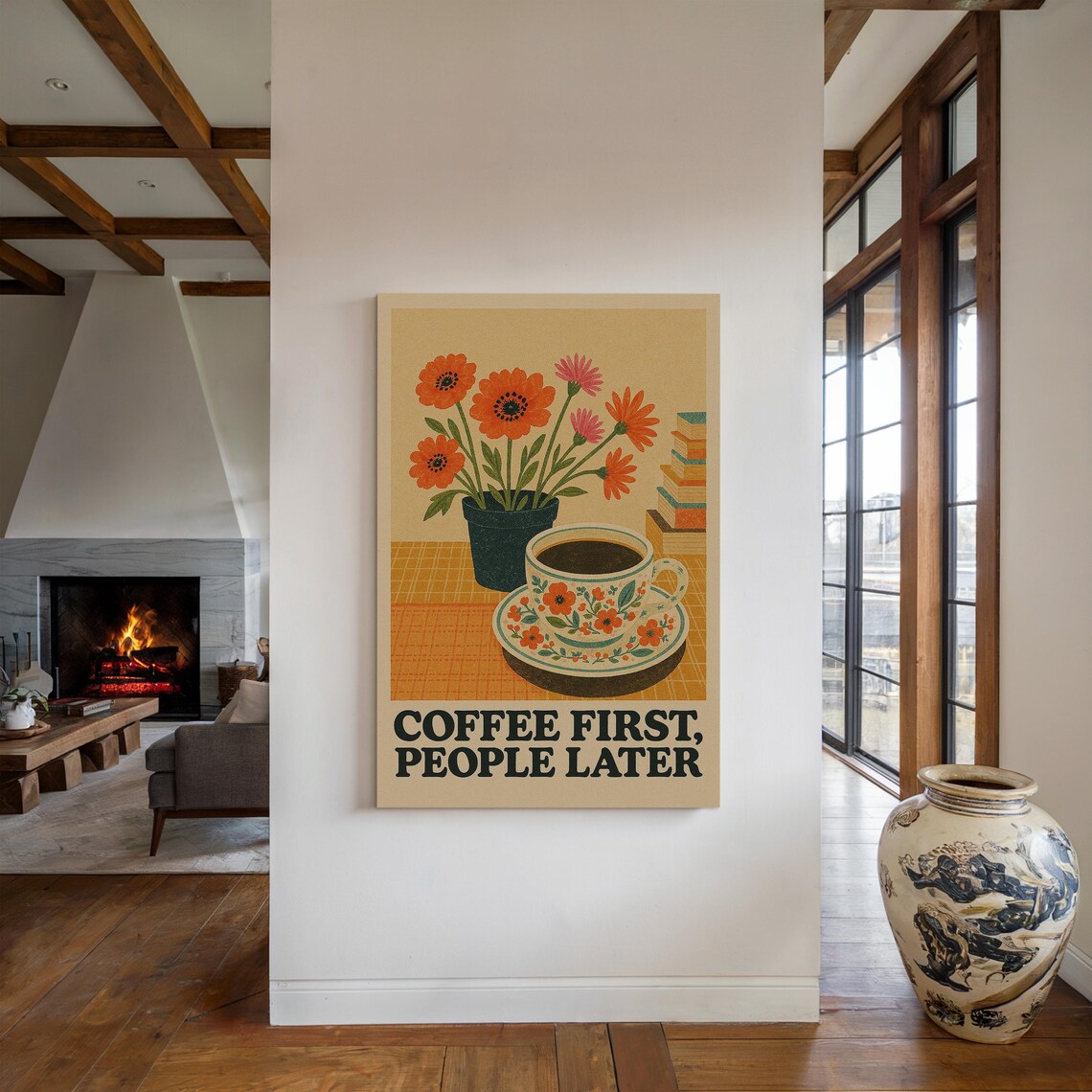 Coffee First People Later, Funny Retro Kitchen Decor - Image 3