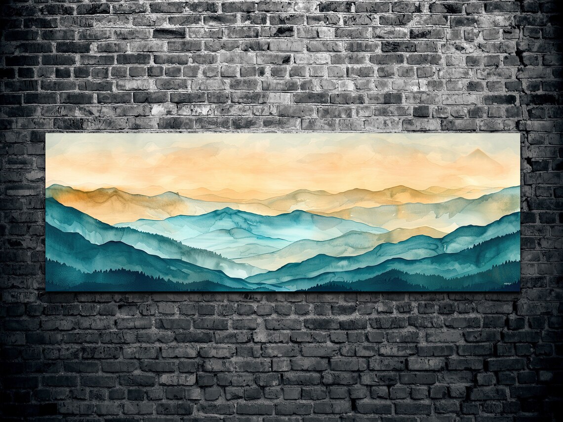 Panoramic Ouachita Mountain Mid Century Modern Mountain Wall Art - Image 2