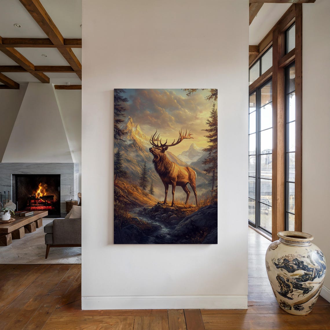 Majestic Bugling Elk, Sunset Mountain Art Print - Image 4