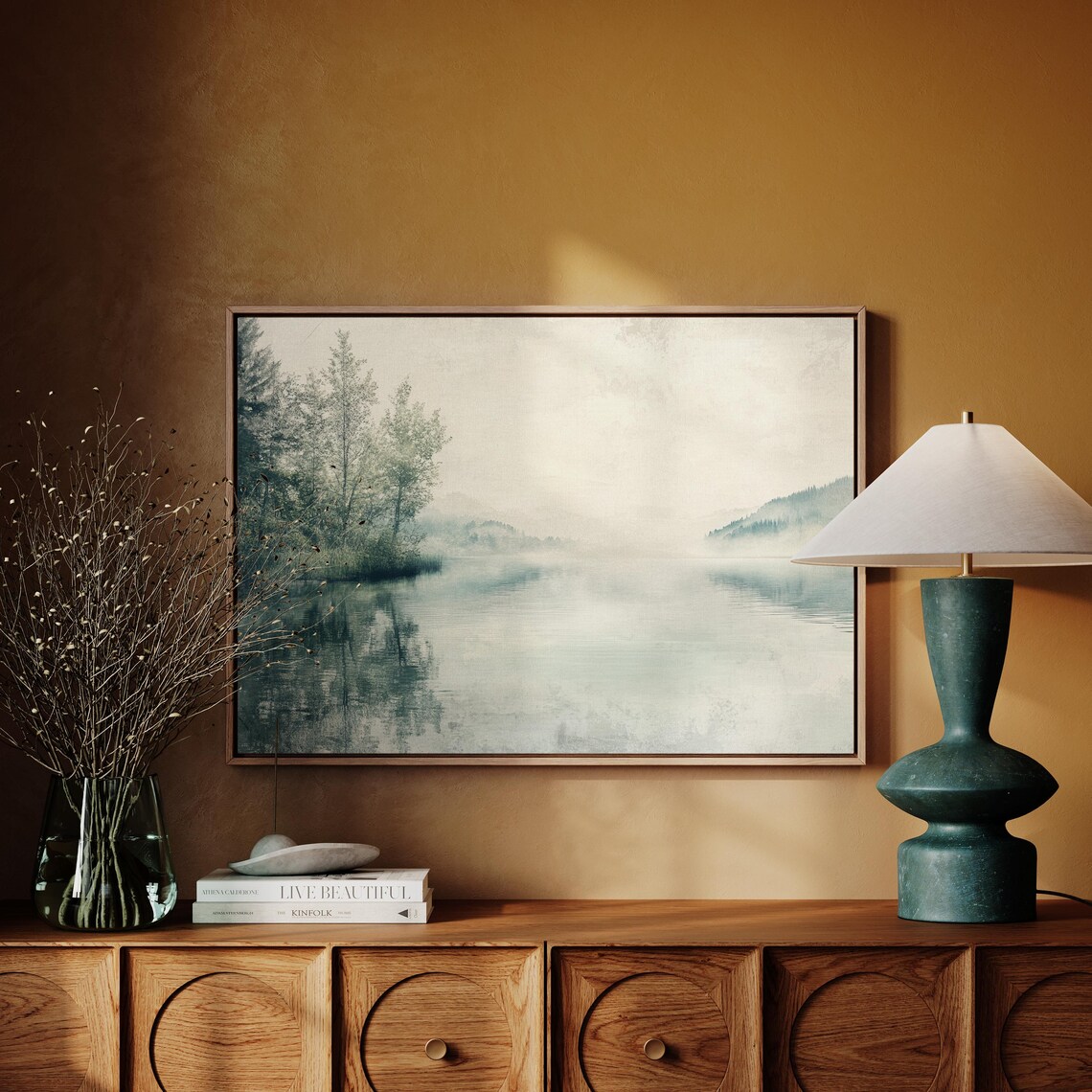 Misty Lake Landscape, Serene Nature Scene