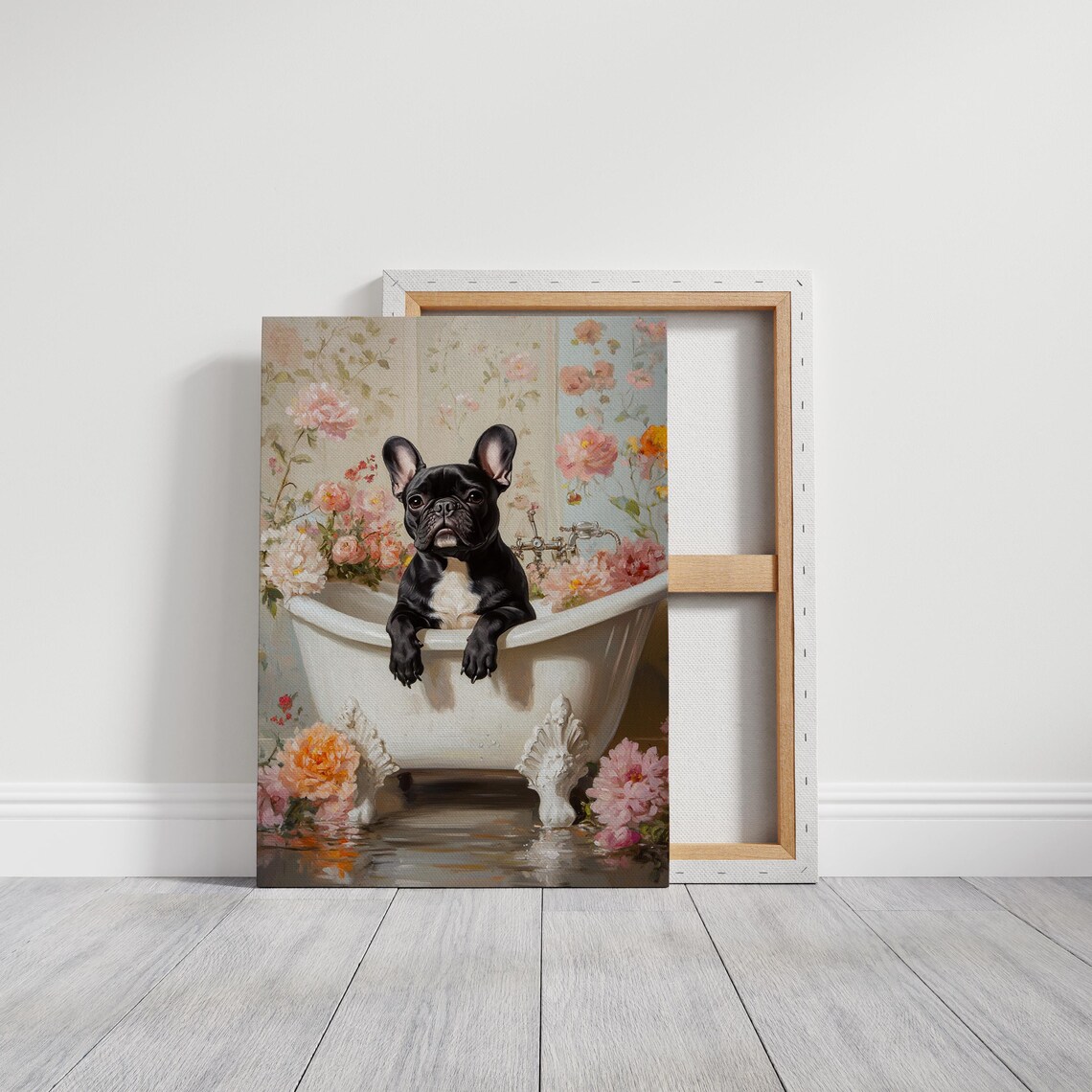 French Bulldog in Vintage Bathtub, Bathroom Art Print - Image 3