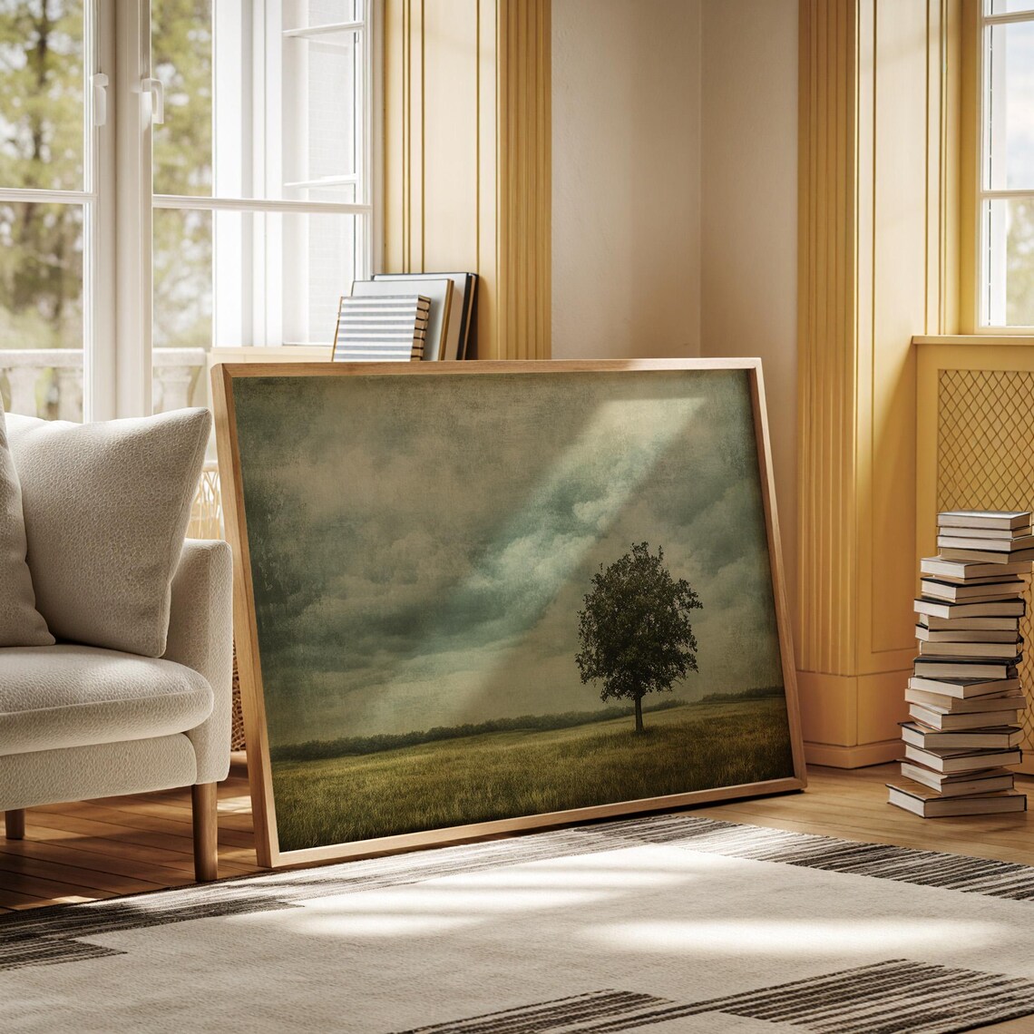 Serene Tree, Rustic Lone Tree Landscape Art Print - Image 5