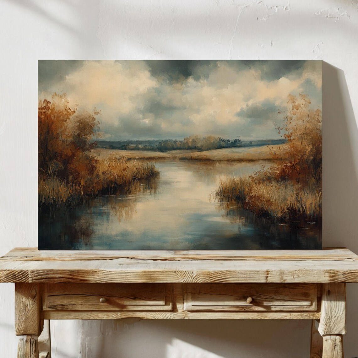 Tranquil Autumn River Landscape, Rustic Nature Scene - Image 5