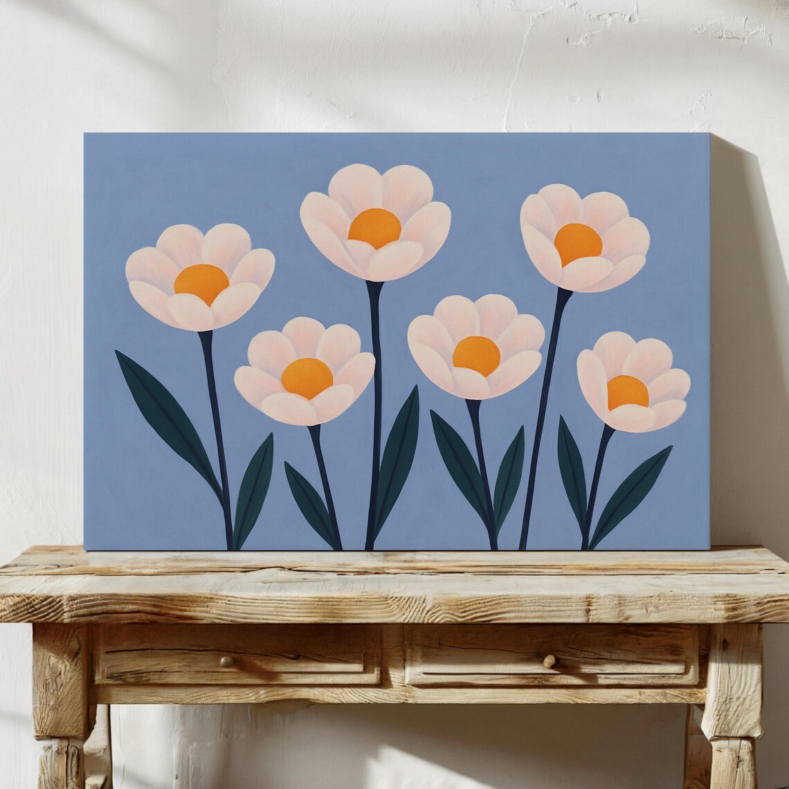 White Daisy Flower Bloom Pastel Minimalist Floral Art Poster