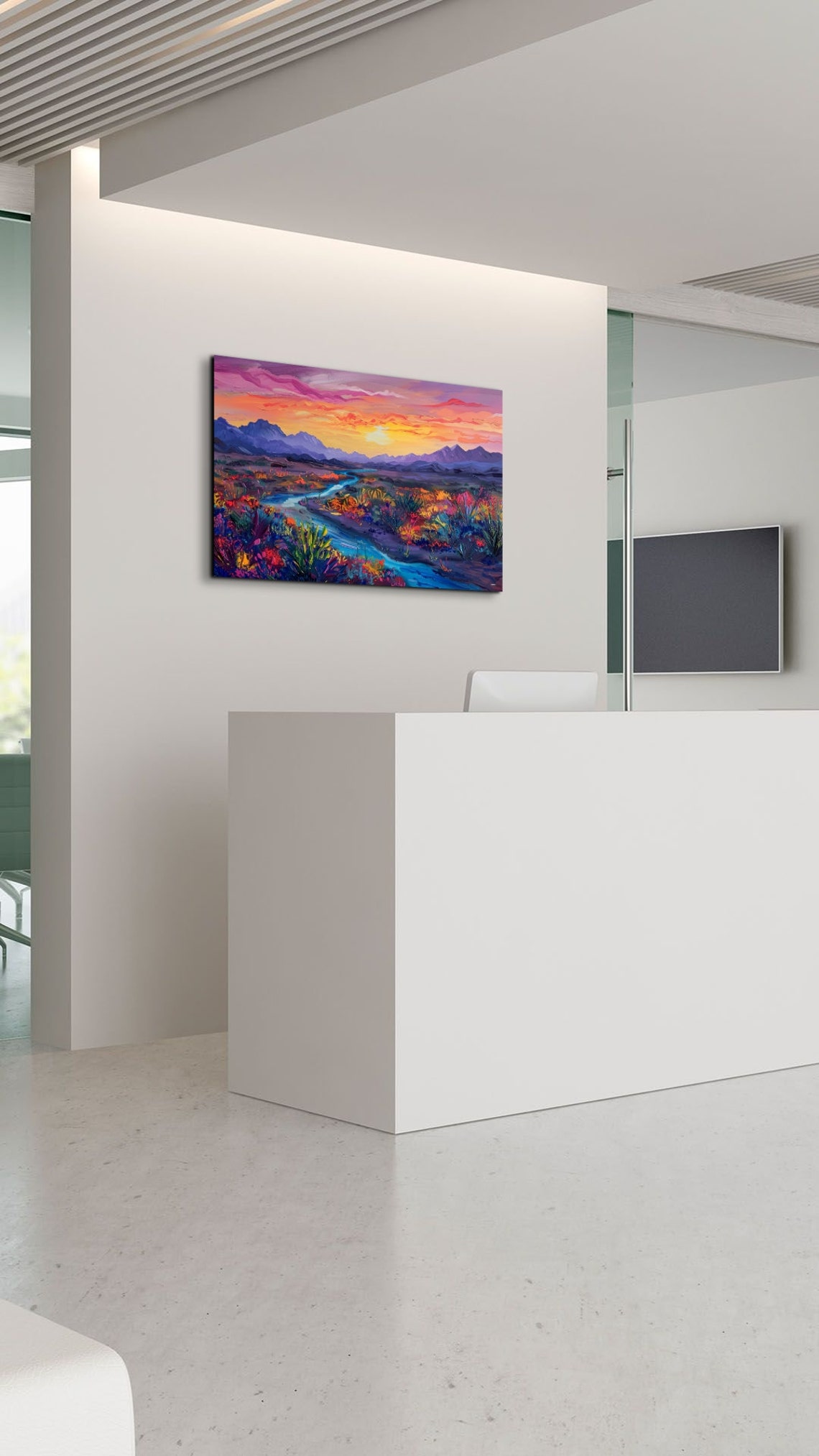 Turquoise River Winding Through a Vivid Desert Sunset Panoramic Poster - Image 6