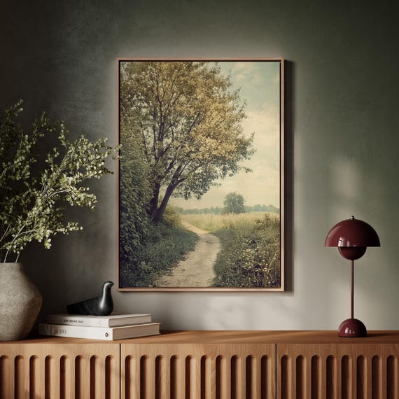 Peaceful Countryside Pathway, Open Fields Serenity